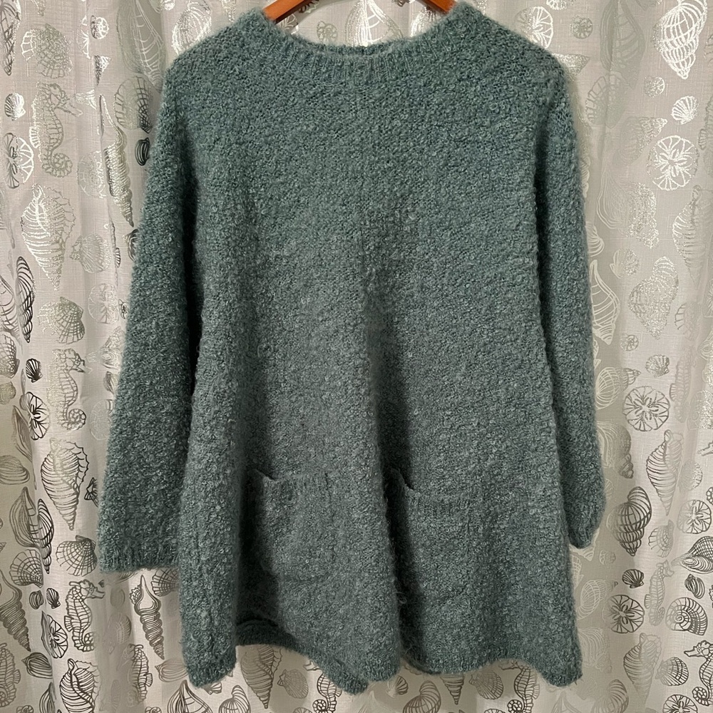 Anthropologie Textured Teal Sweater Women’s Large
